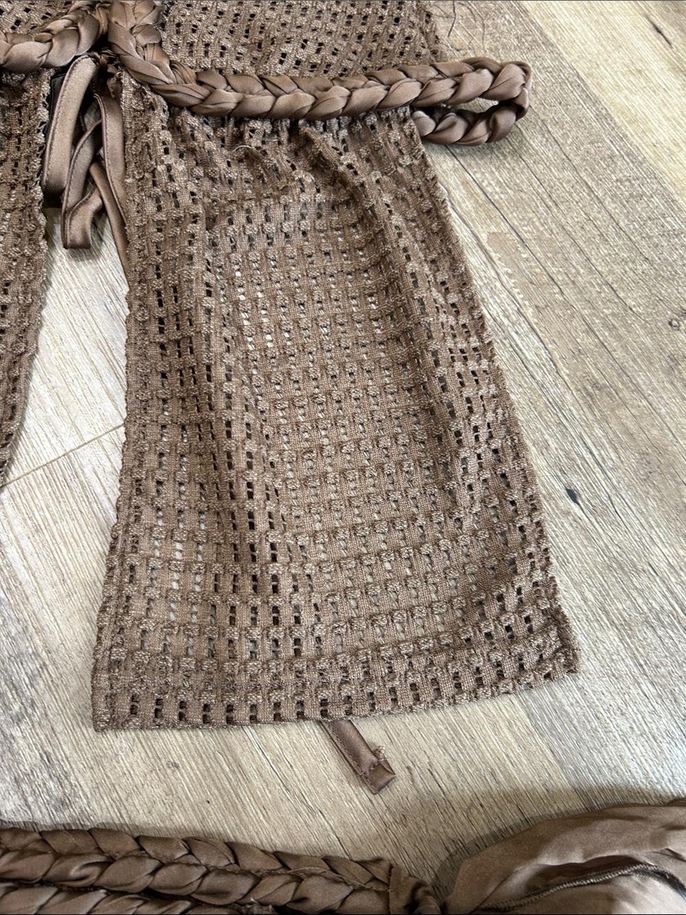 Brown Crochet Two-Piece Halter Top & Shorts Set - Picture 5 of 11